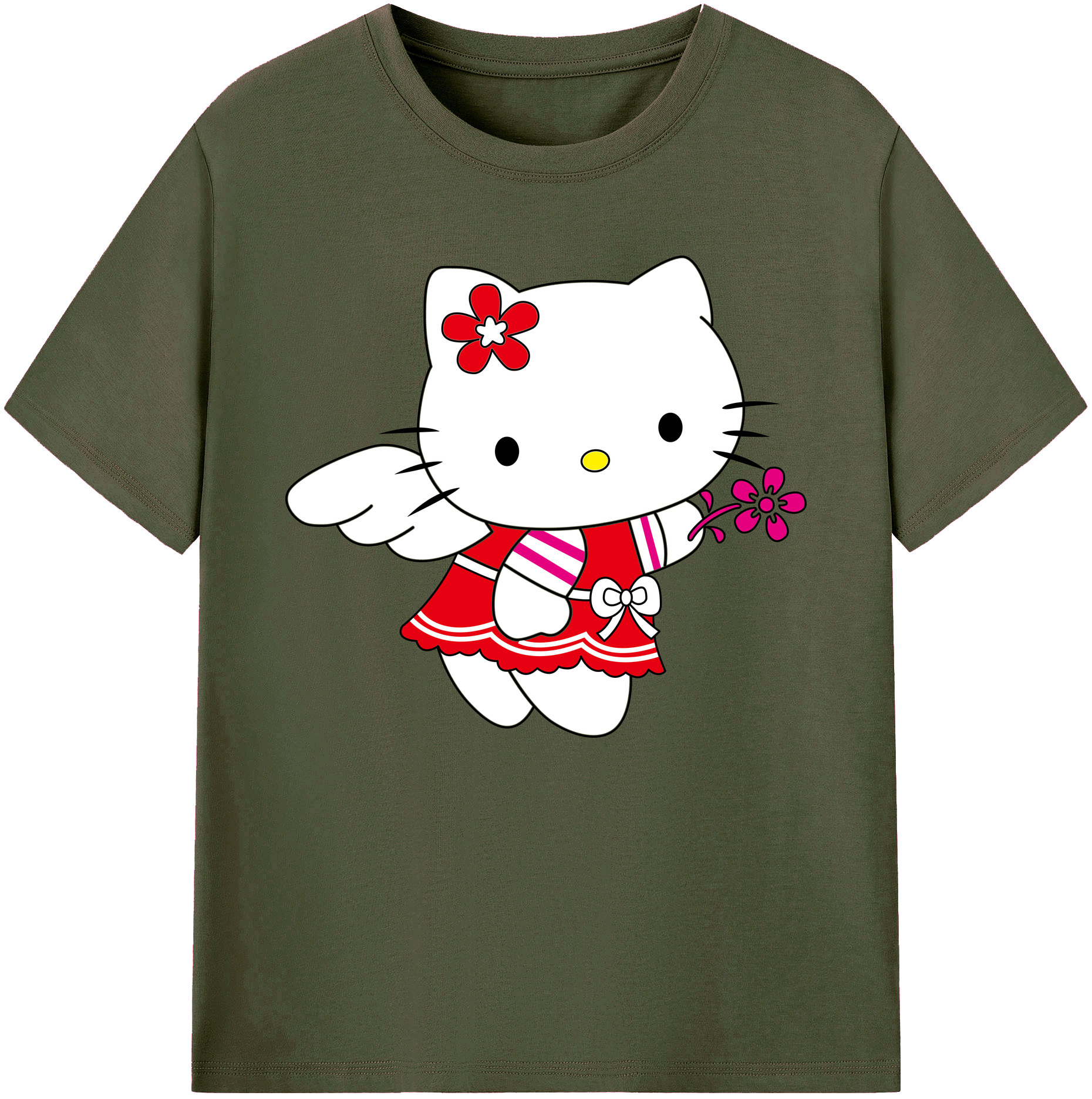 （画像用） Hello Kitty ハローキティ 綿100％ メンズ半袖Tシャツ｜肌触りやわらか＆通気性